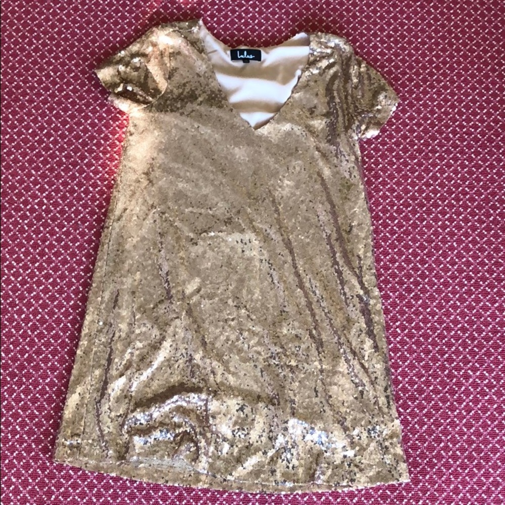 Lulus champagne colored sequin dress